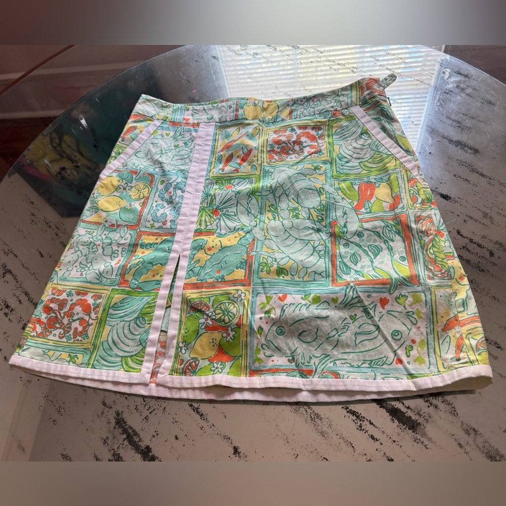 Lilly Pulitzer Skort Summery Beach Print w/ Pockets Size 8
